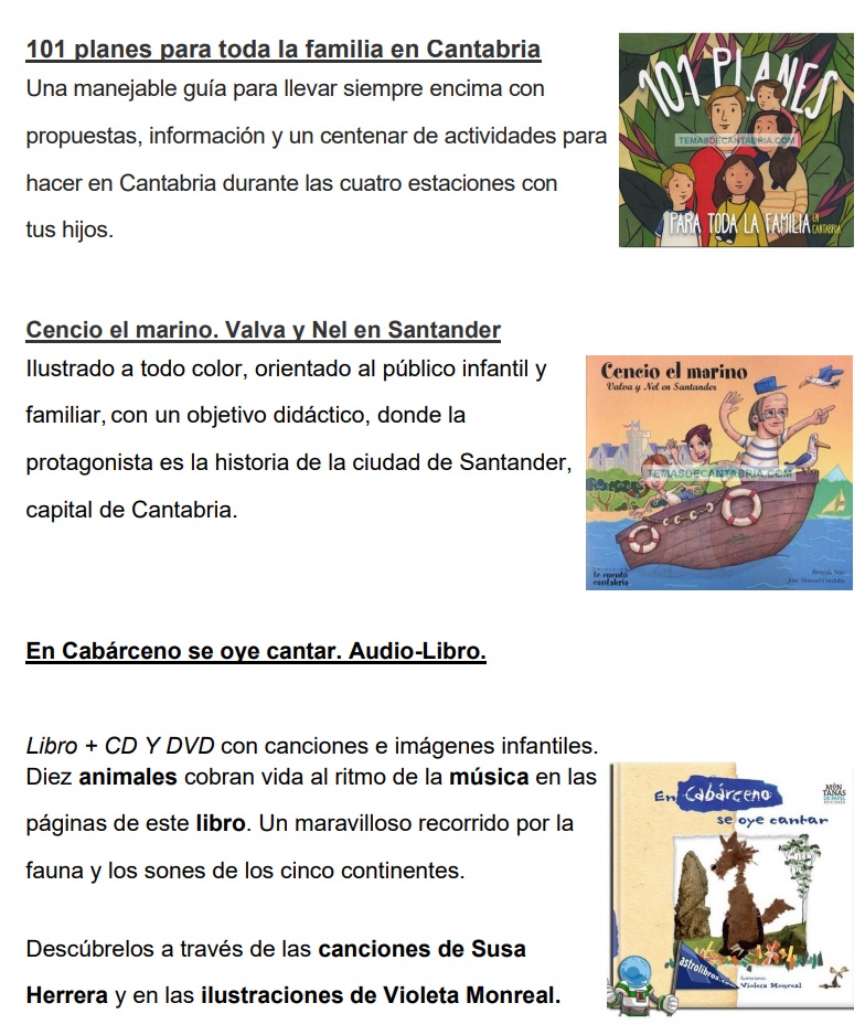 Imágenes correspondientes al plan lector Cantabria